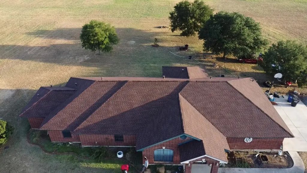 Brown shingle roof