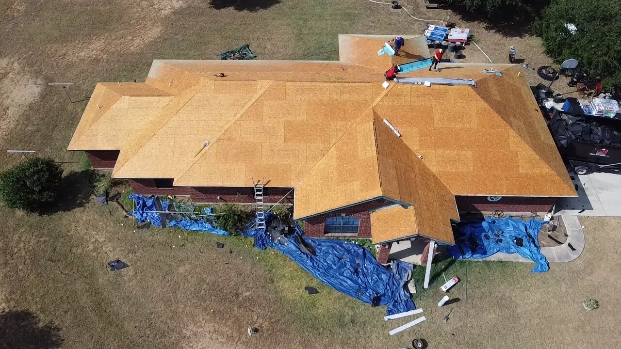 Roof decking during replacement work
