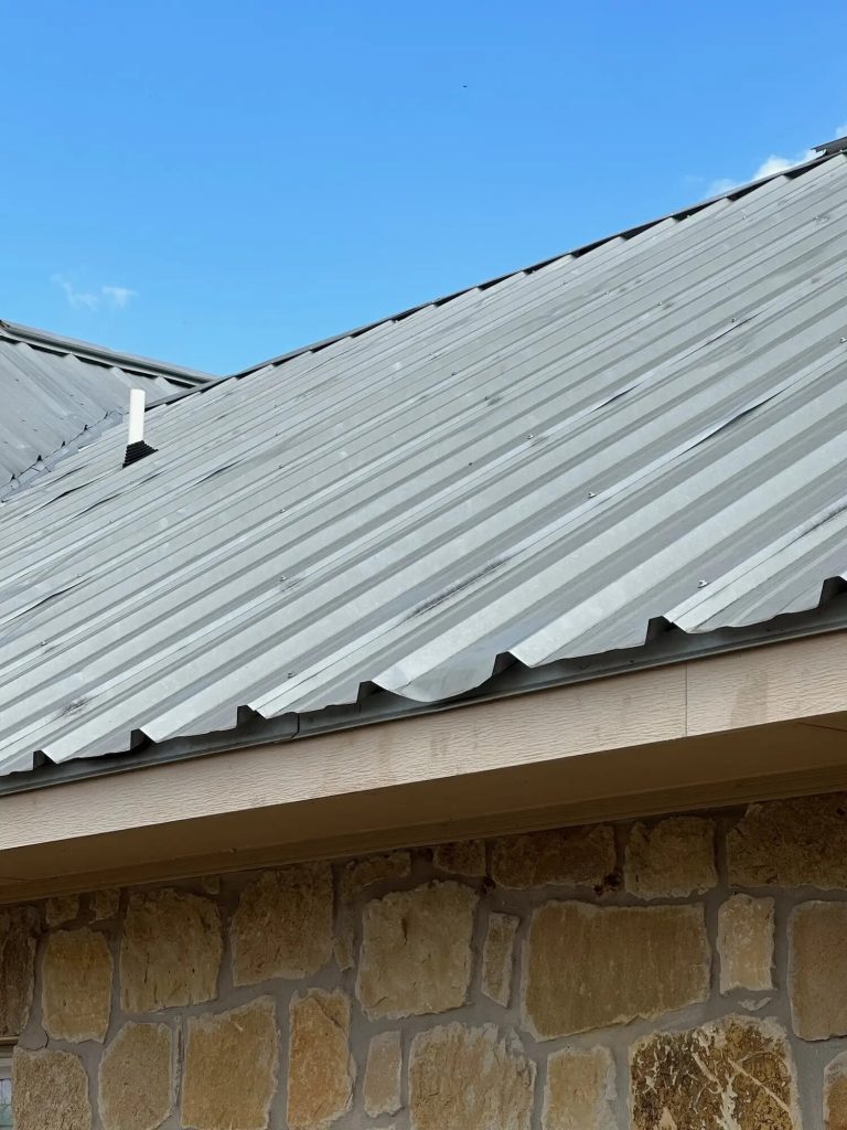 Close-up of standing-seam metal roofing